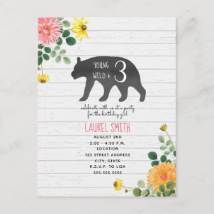 Convites Aniversário de três ursos selvagens