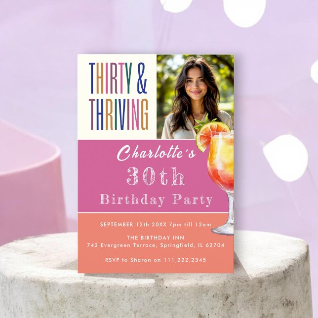 Convites Aniversário de Trinta & Próspero com Faixa Colorid (Criador carregado)