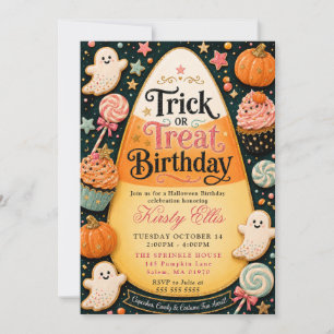 Convites Aniversário de Truque ou Travessura de Pirulito de