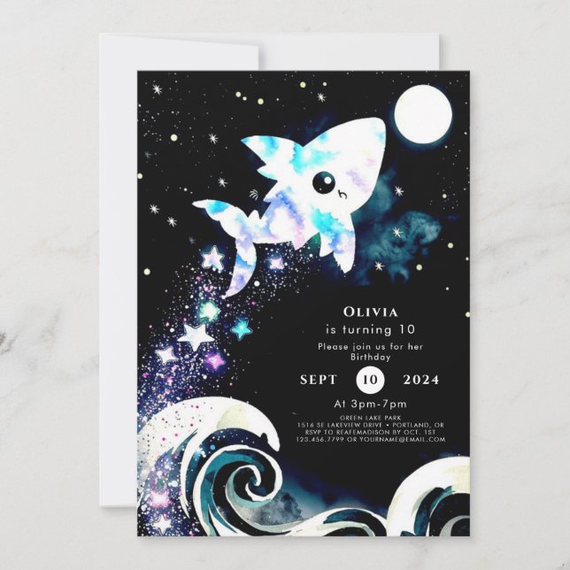 Convites Aniversário de Tubarão Azul (Frente)