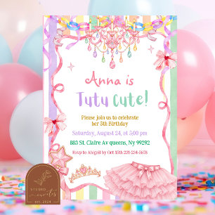 Convites Aniversário de Tutu Colorido e Chique