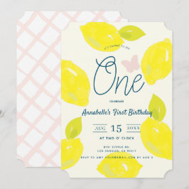 Convites Aniversário de Um Ano com Limão Pintado à Mão e Xa