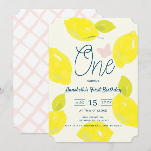 Convites Aniversário de Um Ano com Limão Pintado à Mão e Xa