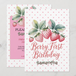 Convites Aniversário de um ano da Berry Morango Um Doce Ber