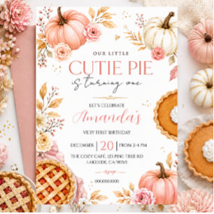 Convites Aniversário de Um Ano da Menina Abóbora Little Cut