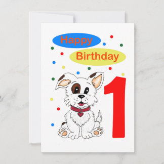 Convites Aniversário de Um Ano do Bebê Cachorrinho Fofo e C