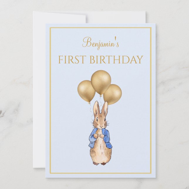 Convites Aniversário de um ano do coelho personalizado (Frente)