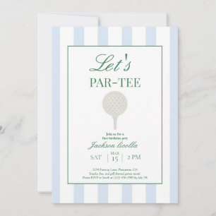 Convites Aniversário de um ano do golfe Par-Tee Azul Preppy