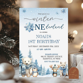 Convites Aniversário de Um Ano do Inverno Onederland Animai