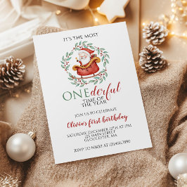 Convites Aniversário de um ano do Papai Noel Onederful no N