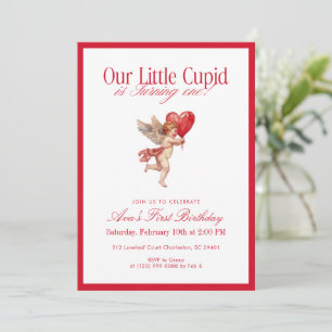 Convites Aniversário de um ano do Pequeno Cupido no Dia dos