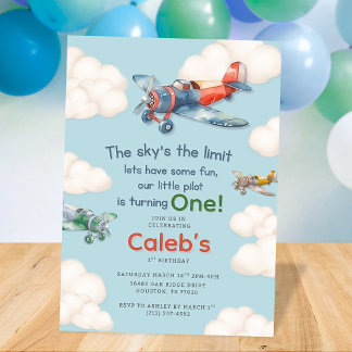 Convites Aniversário de Um Ano do Pequeno Piloto
