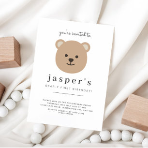 Convites Aniversário de um ano do ursinho de pelúcia