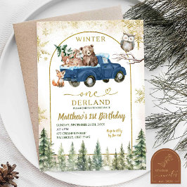 Convites Aniversário de um ano dos Animais da Floresta de I