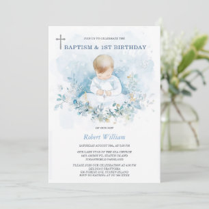 Convites Aniversário de Um Ano e Batismo Personalizado para