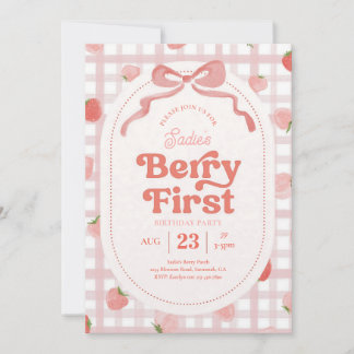 Convites Aniversário de um ano Gingham Berry