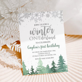 Convites Aniversário de um ano Onederland de Inverno Flocos