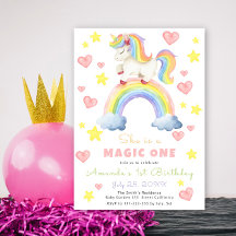 Aniversário de Um Ano Unicórnio Magia Arco-Íris