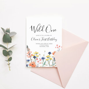Convites Aniversário de um ano Wild One Wildflower