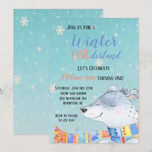 Convites Aniversário de Um Ano Winter Onederland