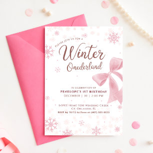 Convites Aniversário de Um Ano Winter Onederland Flor de Ne