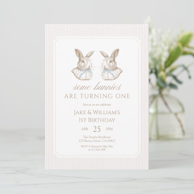 Convites Aniversário de um dos irmãos Bunnies (Em pé/Frente)