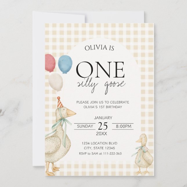 Convites Aniversário de um ganso bobo (Frente)