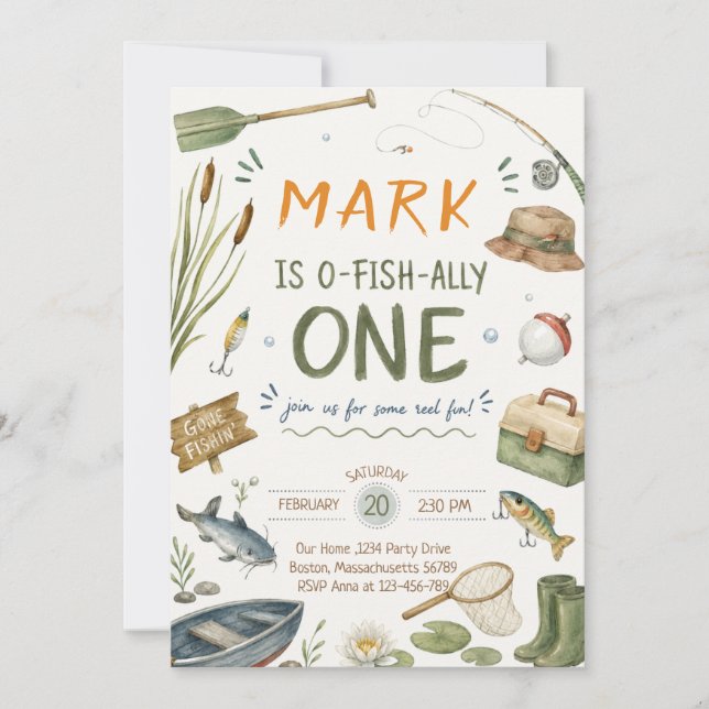 Convites Aniversário de um menino pescador (Frente)