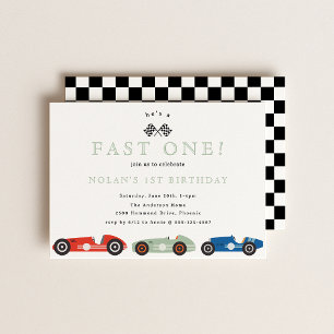 Convites Aniversário de Um Tema Rápido de Carro Race Retroa