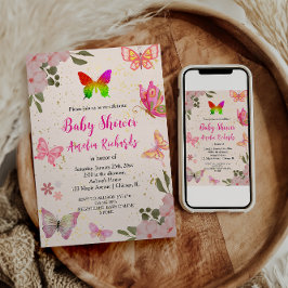 Convites Aniversário de uma borboleta elegante, roxa e cor-