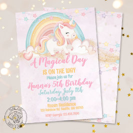 Convites Aniversário de Unicórnio Dia Mágico