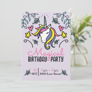 Convites Aniversário de Unicórnio Mágico