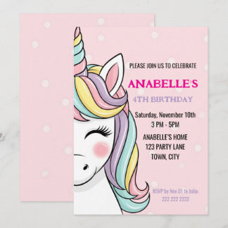 Convites Aniversário de Unicórnio Mágico Personalizado