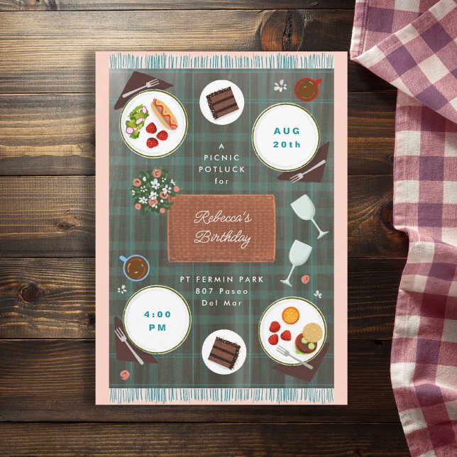 Convites Aniversário de Verão de Primavera Picnic perfeito (Criador carregado)