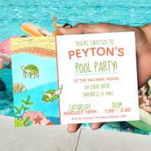 Aniversário de Verão de tartarugas do piscina