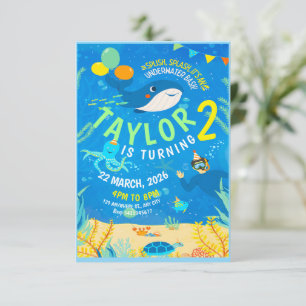 Convites aniversário de vida marinha submarina