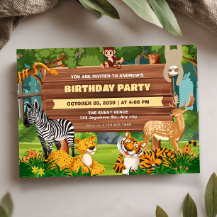 Convites aniversário de vida selvagem do zoológico safari