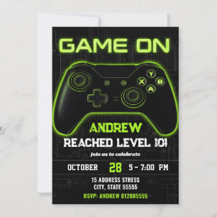 Convites Aniversário de videogame moderno personalizado