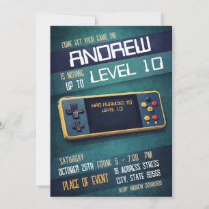 Convites Aniversário de videogames vintage personalizados
