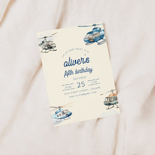 Convites Aniversário de Voo de Helicóptero para Cima e Long