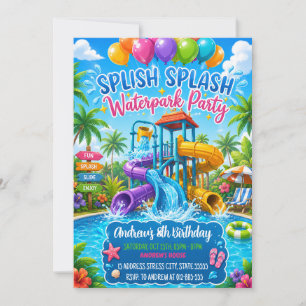Convites Aniversário de Waterslide de Verão Personalizado