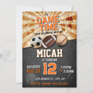 Convites Aniversário desportivo convida Futebol Baseball