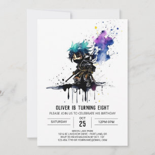 Convites Aniversário Digital do Pastel Ninja Boy Personaliz