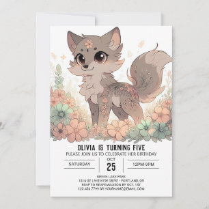 Convites Aniversário Digital Elegante Boho Wolf