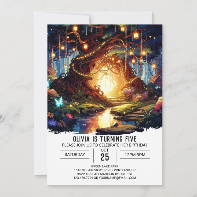 Convites Aniversário Digital Pastel Cute Woodland (Frente)