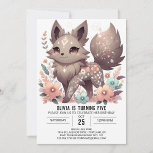 Convites Aniversário Digital Simples do Lobo Pastel