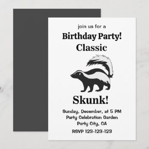 Convites Aniversário Divertido de Skunk Animal