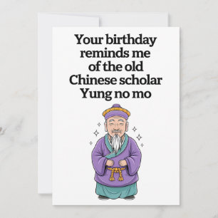 Convites Aniversário Divertido Velho Erudito Chinês Yung Nã