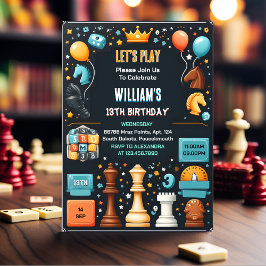 Convites Aniversário do 13 da Noite do Jogo Chess King E Qu