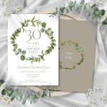 Convites Aniversário do 30 do Partido Surpresa Woodland Gre<br><div class="desc">Apresentando uma elegante granja verde da floresta, este convite de 30 de casamento de festas botânicas chic pode ser personalizado com sua informação especial de aniversário de pérolas. O inverso apresenta uma garland correspondente que enquadra as datas de aniversário em um texto branco elegante em um fundo pérola. Projetado por...</div>